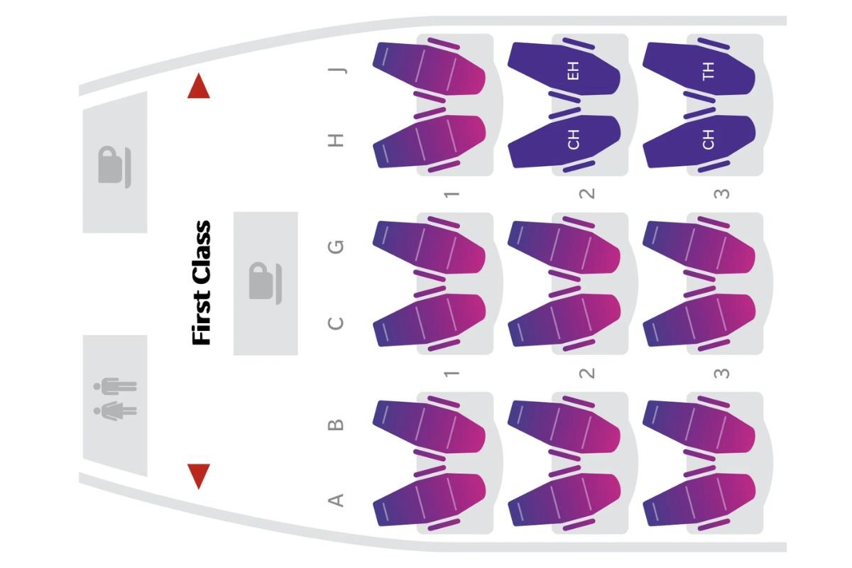 Hawaiian Airlines Airbus A330 seat map